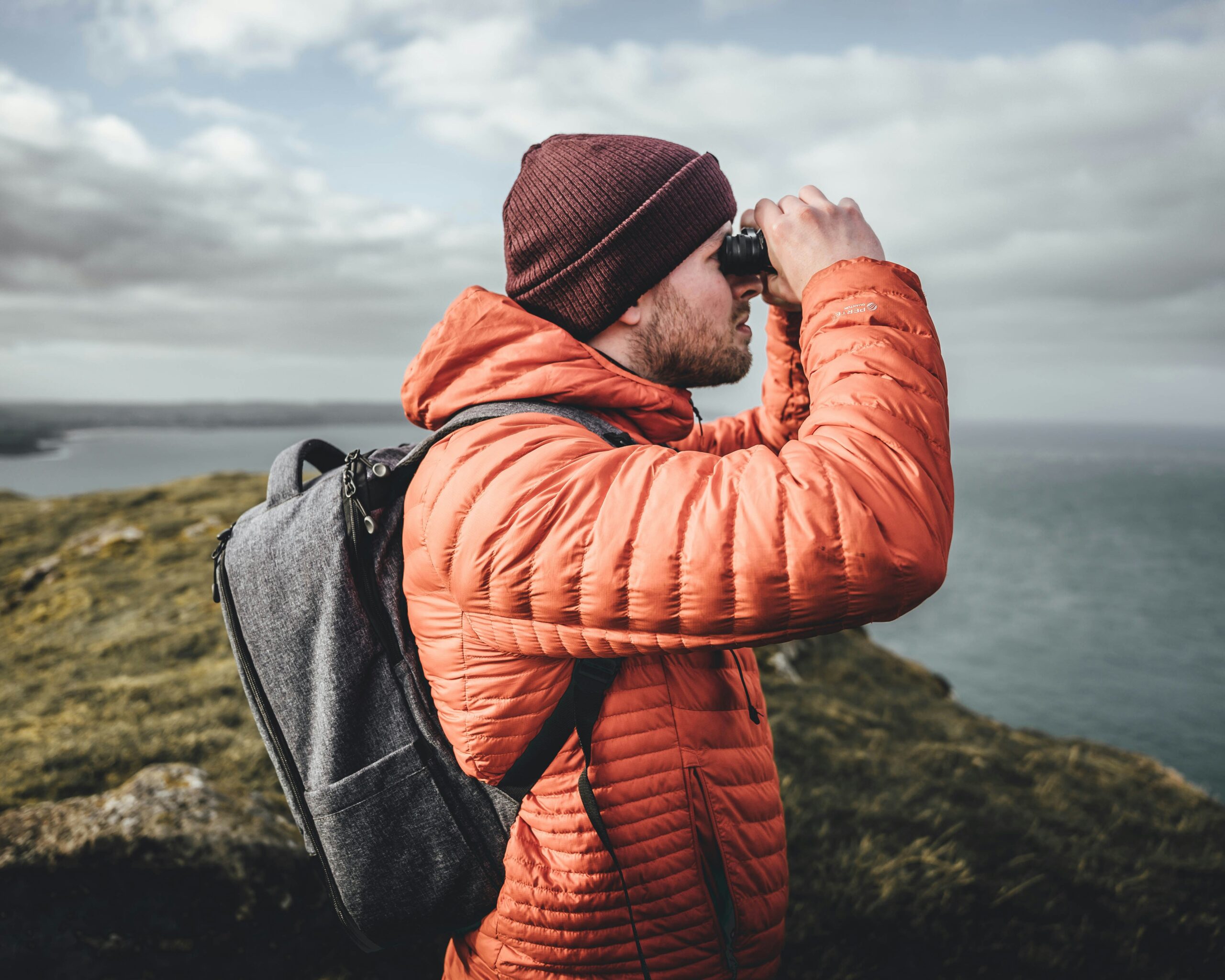 man with binoculars